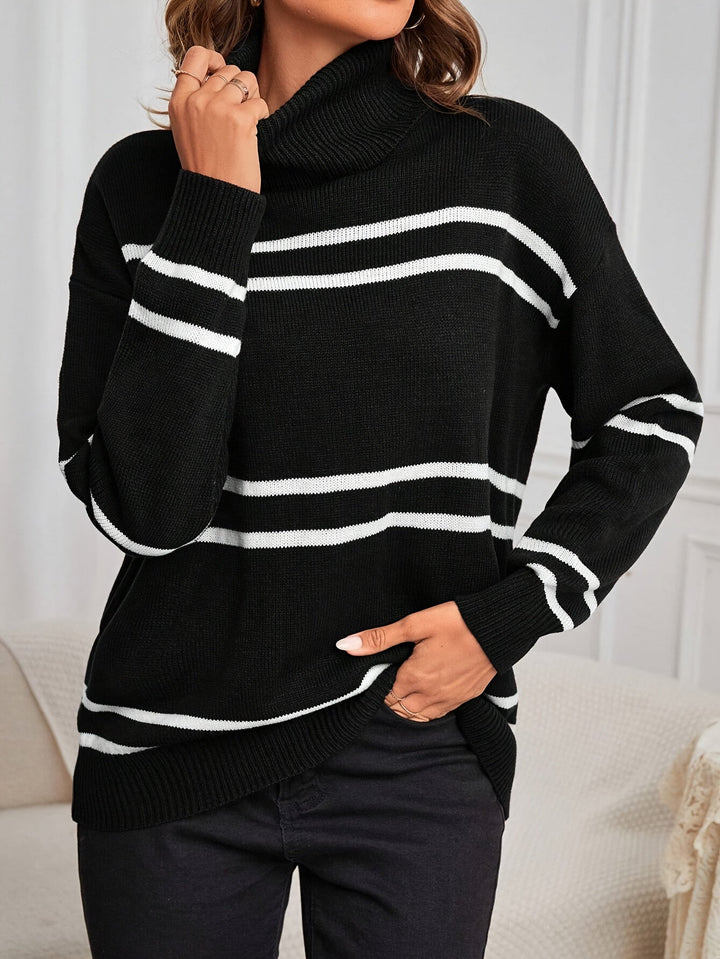 Thea | Striped Turtleneck Sweater