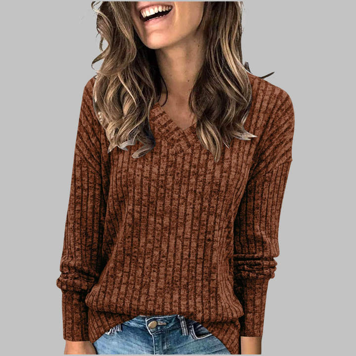 Maribel – Comfy V-Neck Long Sleeve Top